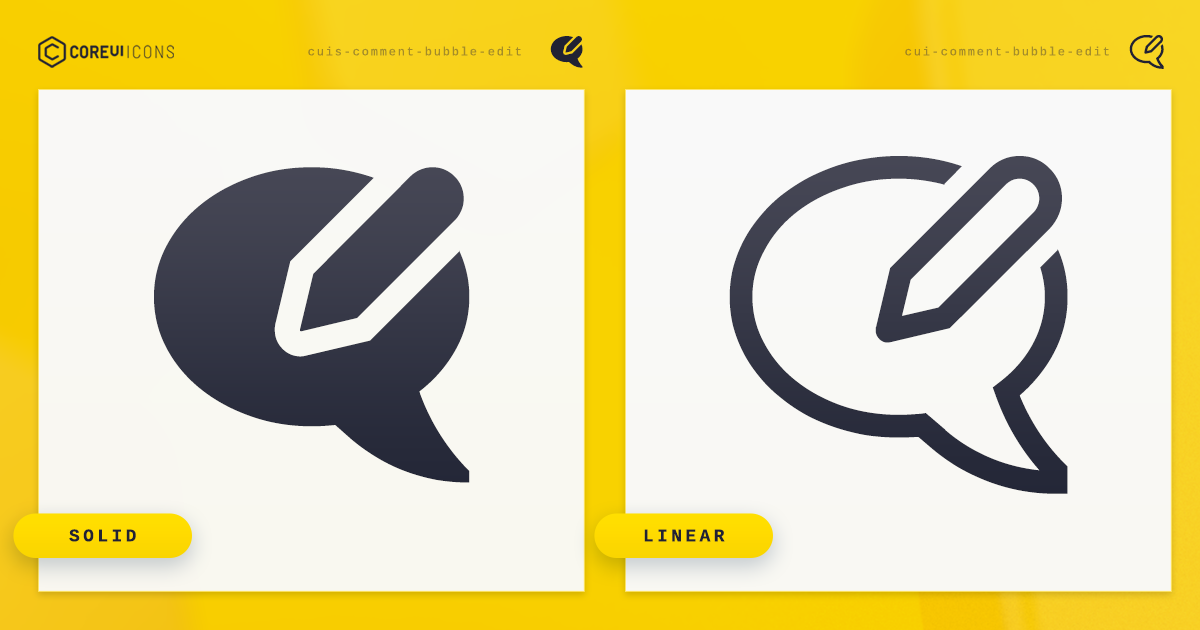 Comment Bubble Edit Icon · Linear · CoreUI Icons · SVG, JavaScript ...