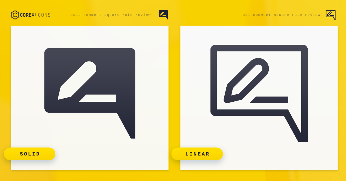 Comment Square Rate Review Icon · Linear · CoreUI Icons · SVG ...