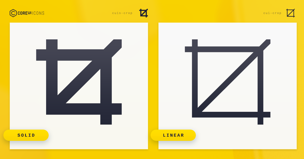 Crop Icon · Solid · CoreUI Icons · SVG, JavaScript, TypeScript & Webfont