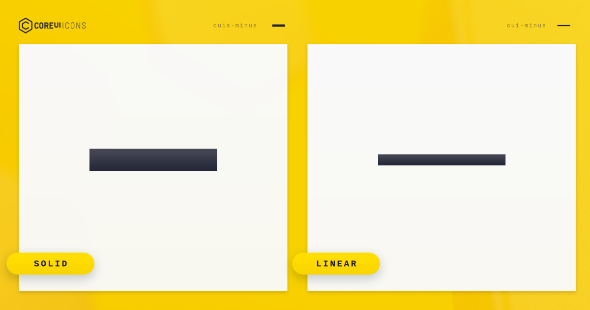 Minus Icon · Solid · CoreUI Icons · SVG, JavaScript, TypeScript & Webfont