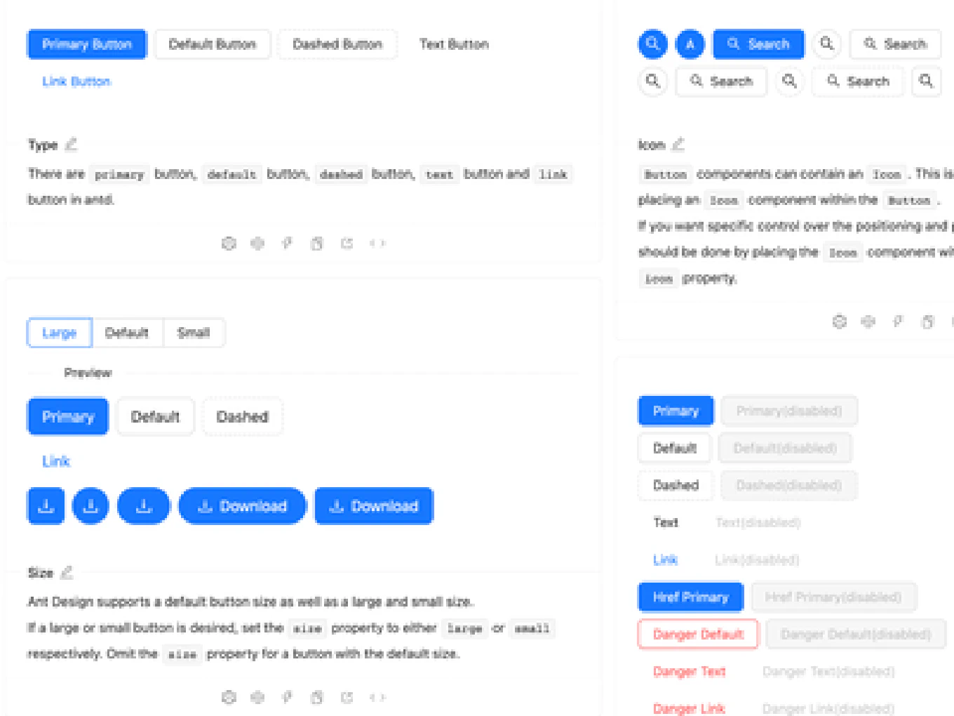 Ant Design - React Component Library - Buttons