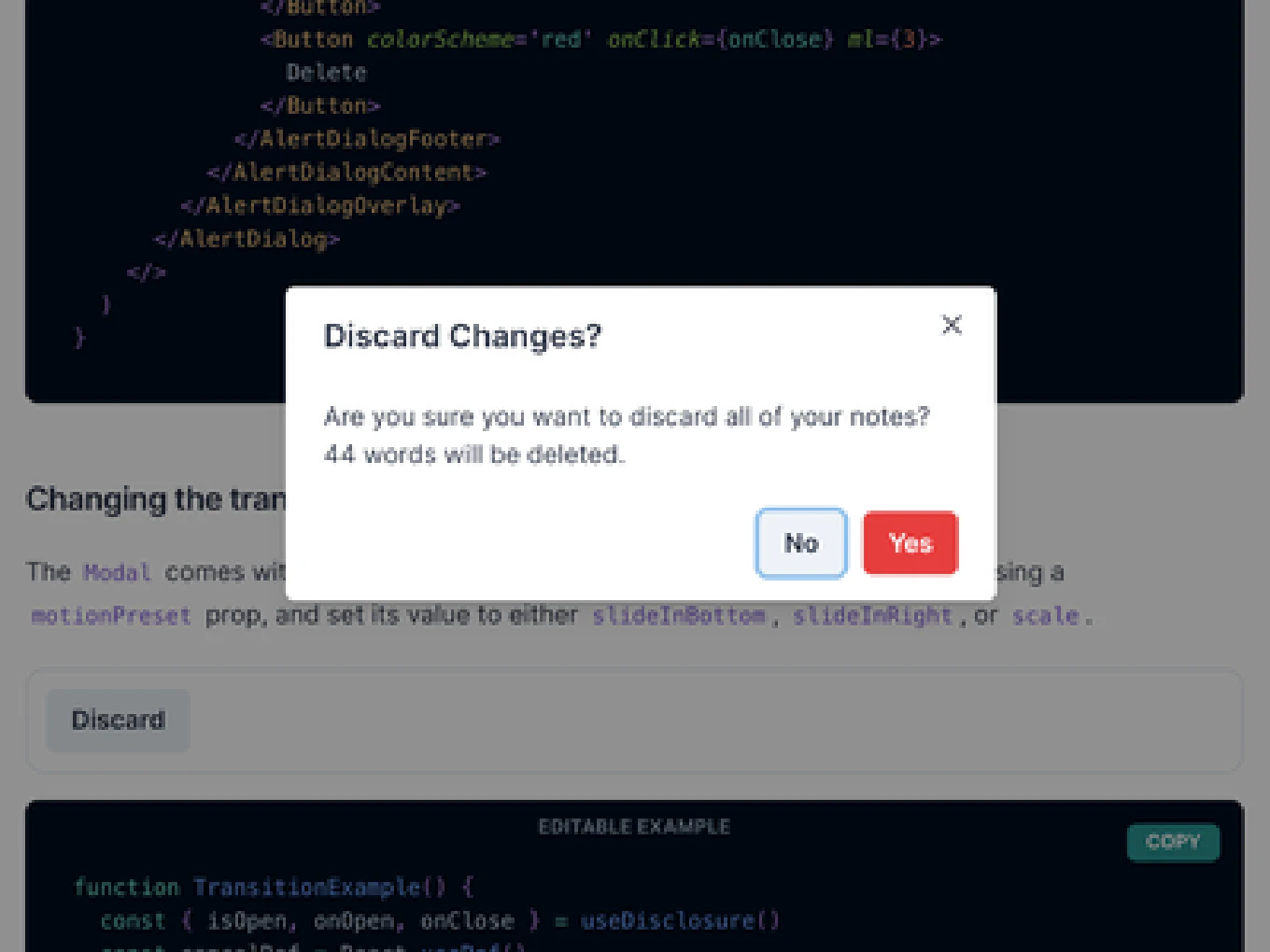 Chakra UI - React library - Dialog