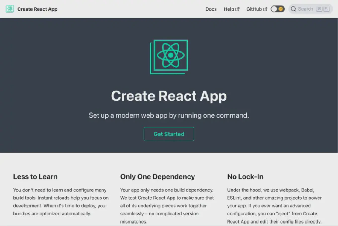 Create React App website