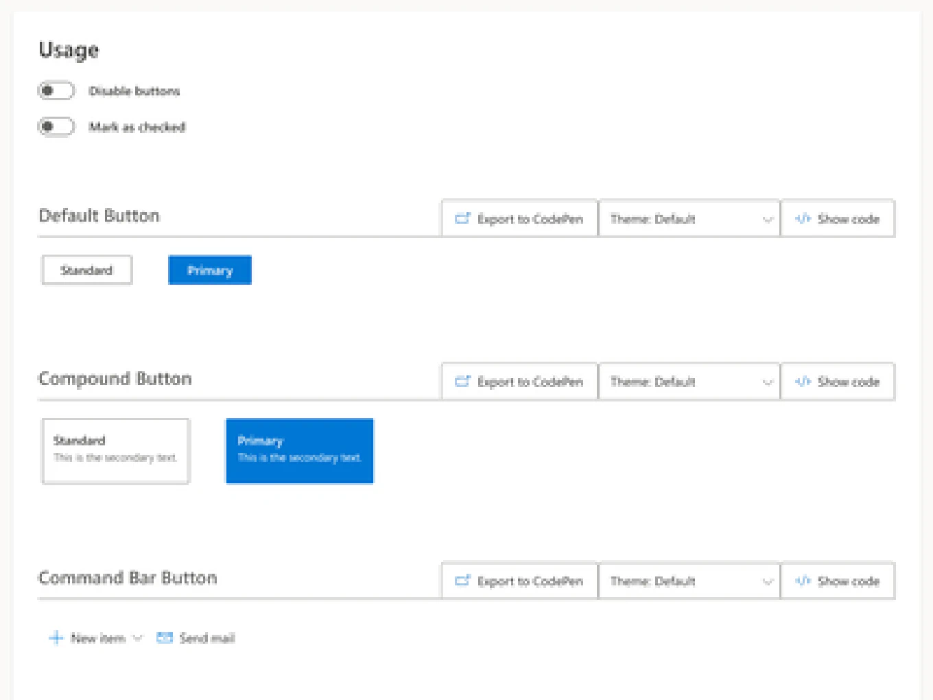 Fluent UI - React UI components library - Buttons