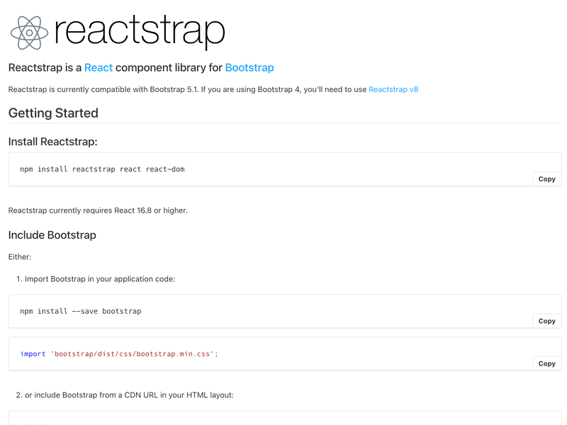 Reactstrap - React Component Library