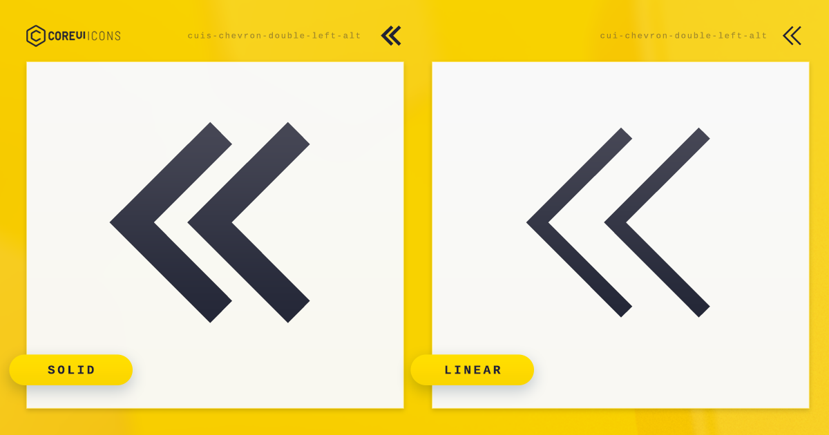 Chevron Double Left Alt Icon · Solid · CoreUI Icons · SVG, JavaScript ...