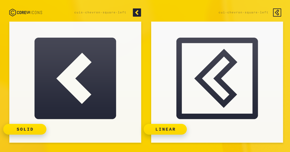 Chevron Square Left Icon · Solid · CoreUI Icons · SVG, JavaScript ...