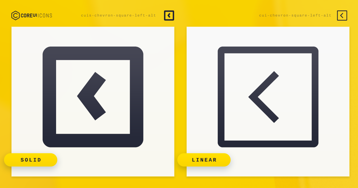 Chevron Square Left Alt Icon · Solid · CoreUI Icons · SVG, JavaScript ...