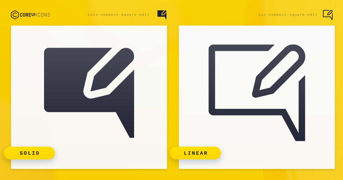 Comment Square Edit Icon · Solid · CoreUI Icons · SVG, JavaScript ...