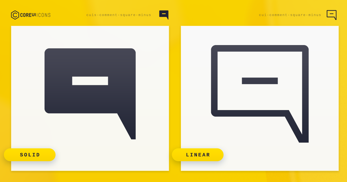 Comment Square Minus Icon · Solid · CoreUI Icons · SVG, JavaScript ...