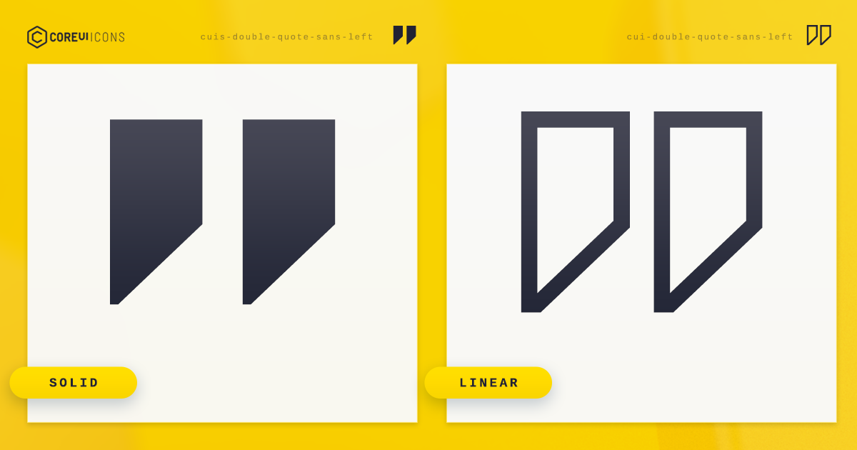 Double Quote Sans Left Icon · Linear · CoreUI Icons · SVG, JavaScript ...