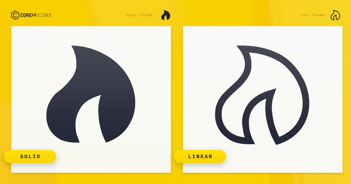 Flame Icon · Solid · CoreUI Icons · SVG, JavaScript, TypeScript & Webfont