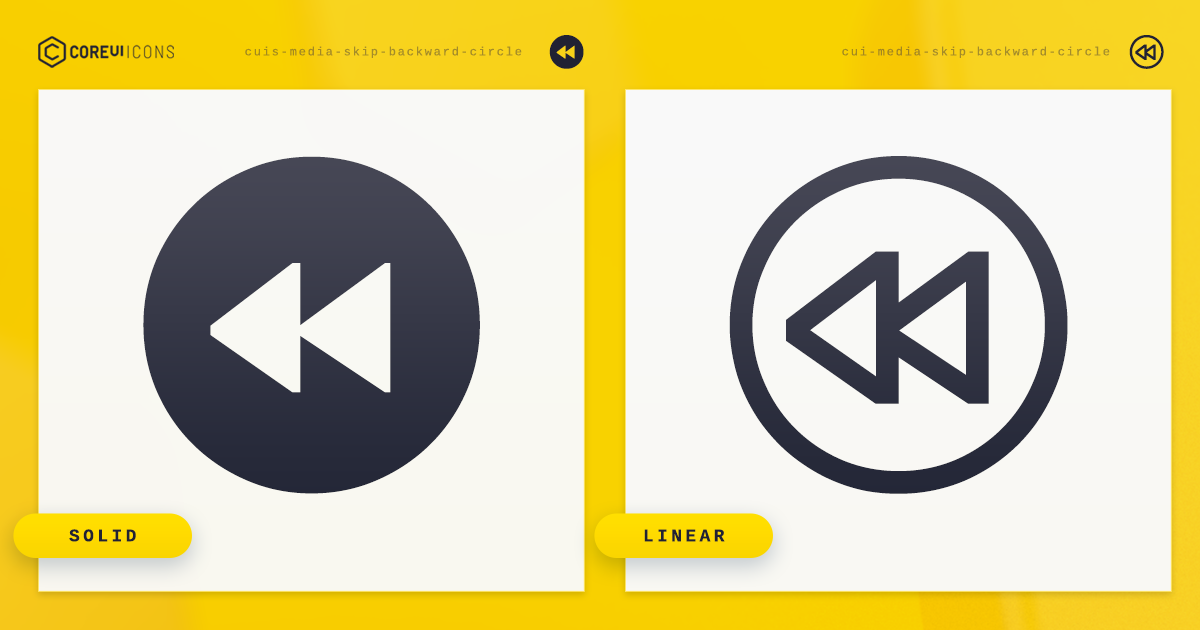 Media Skip Backward Circle Icon · Solid · CoreUI Icons · SVG ...