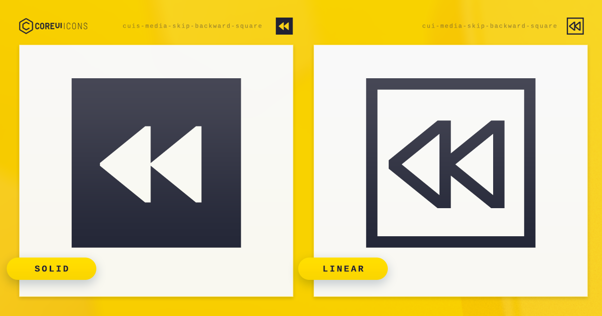 Media Skip Backward Square Icon · Solid · CoreUI Icons · SVG ...