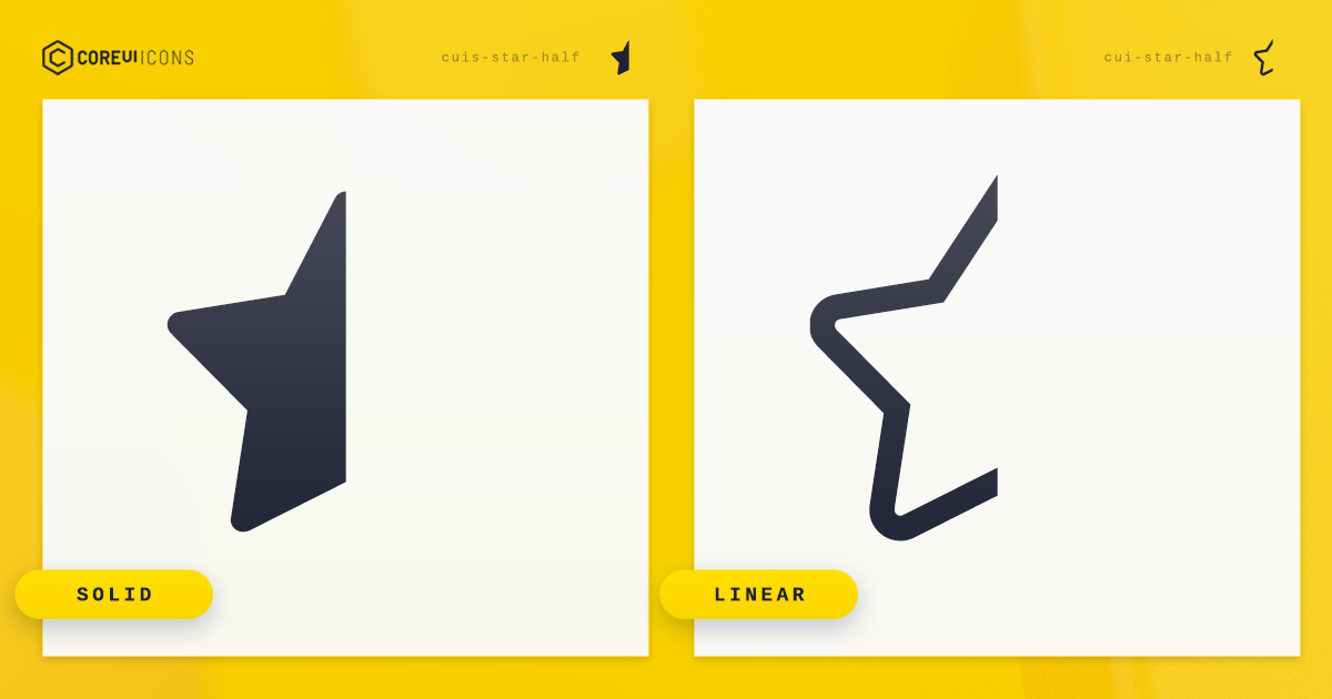 Star Half Icon · Linear · CoreUI Icons · SVG, JavaScript, TypeScript ...